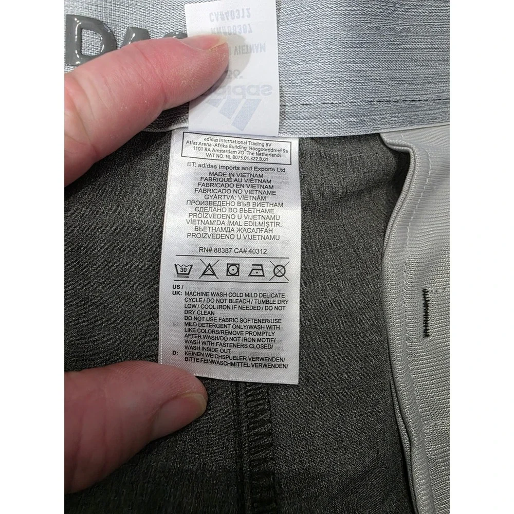 Adidas‎ Golf Mens Grey Grid Pattern Performance Shorts Stretch Waistband